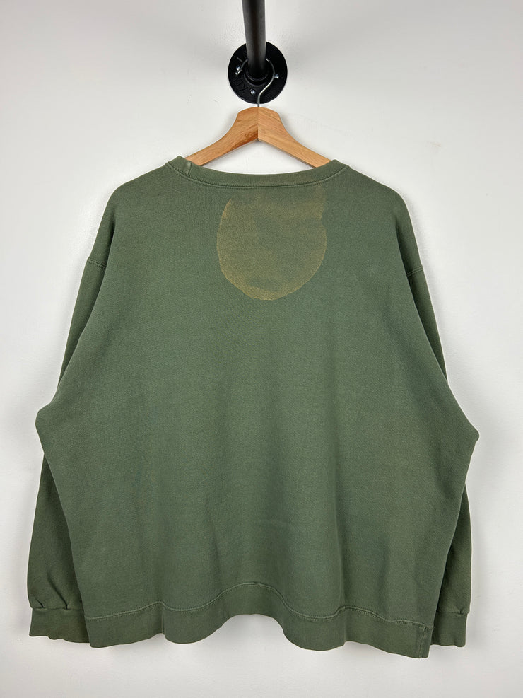 Vintage 90s Nike Mini Swoosh Olive Green Crewneck