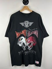 Vintage 90s Sugar Bowl Miami VS Alabama Football Black Tee