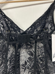 Vintage Black Lace Open-Back Camisole