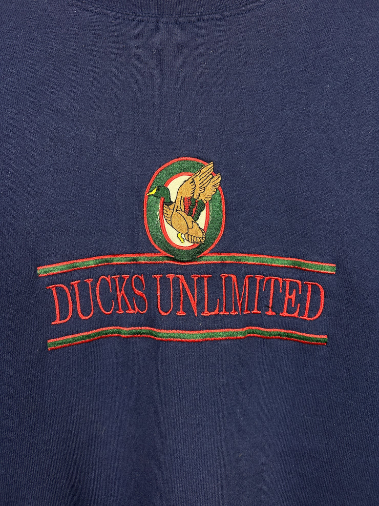 Vintage 90s Ducks Unlimited Embroidered Navy Crewneck