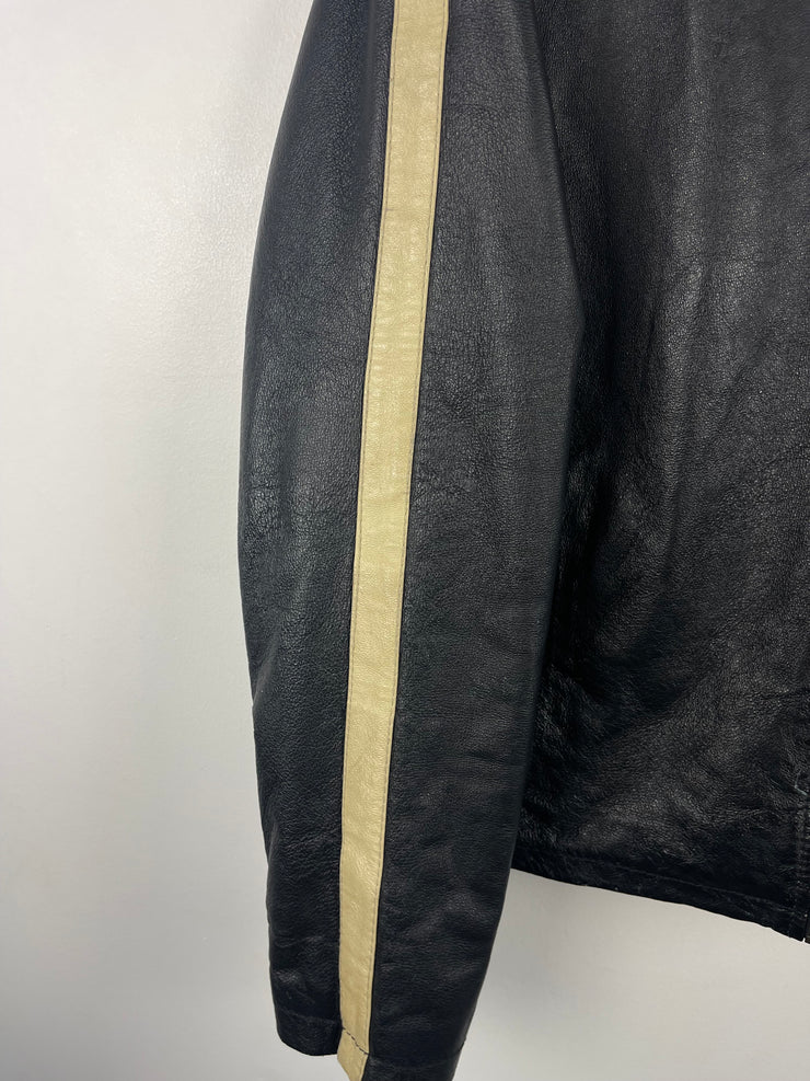 Vintage EX Café Racer Black & Cream Cropped Leather Jacket
