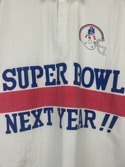Vintage 80s NFL Cliff Engle New England Patroits Super Bowl White Collared Jersey