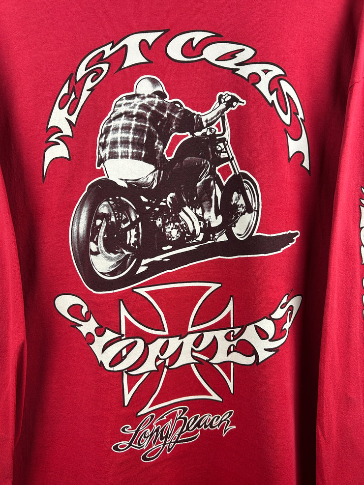 Vintage West Coast Choppers Long Beach Red Long Sleeve