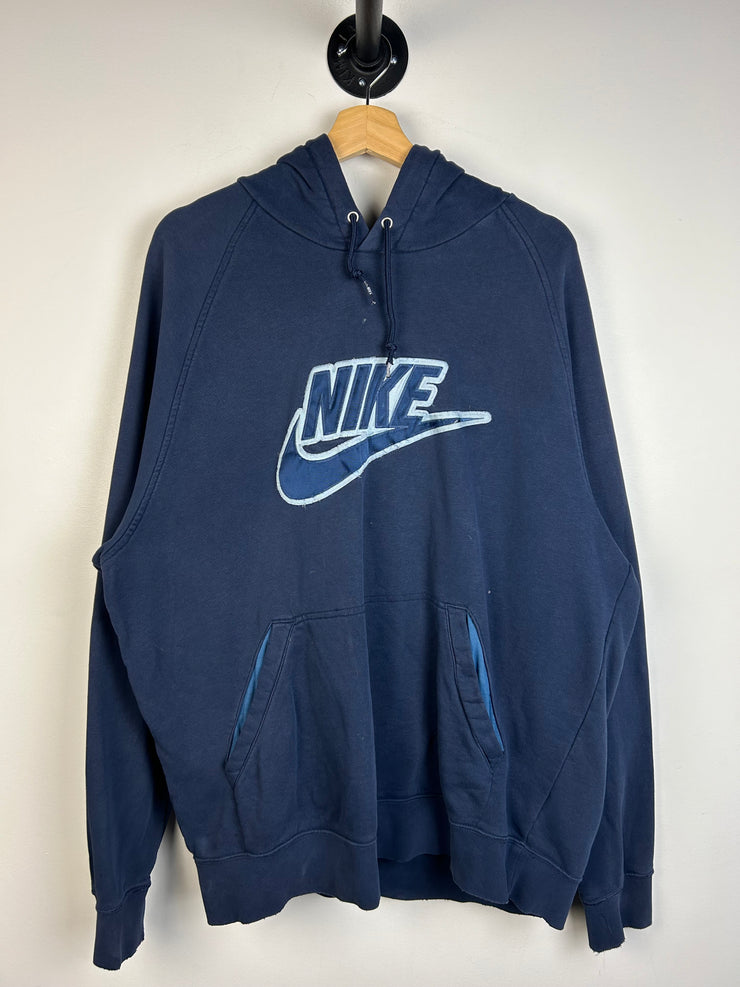 Vintage Y2K Nike Swoosh Spellout Navy Hoodie