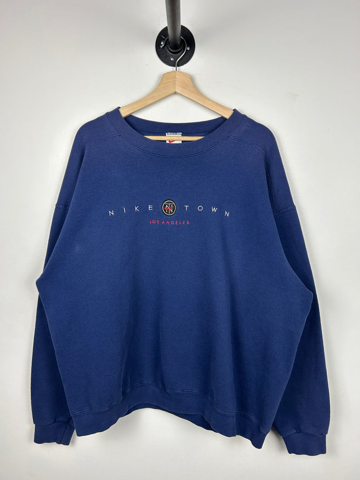 Vintage 90s Nike Town Los Angeles Embroidered Navy Crewneck