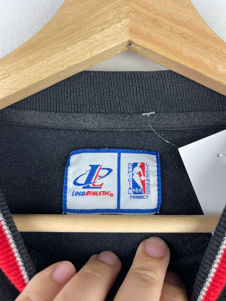 Vintage 90s NBA Logo Athletic Chicago Bulls Embroiderd Black Crewneck