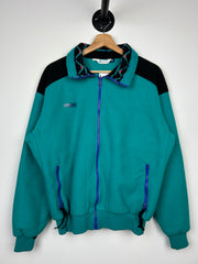 Vintage 90s Columbia Aztec Teal Zip Up Fleece Sweater