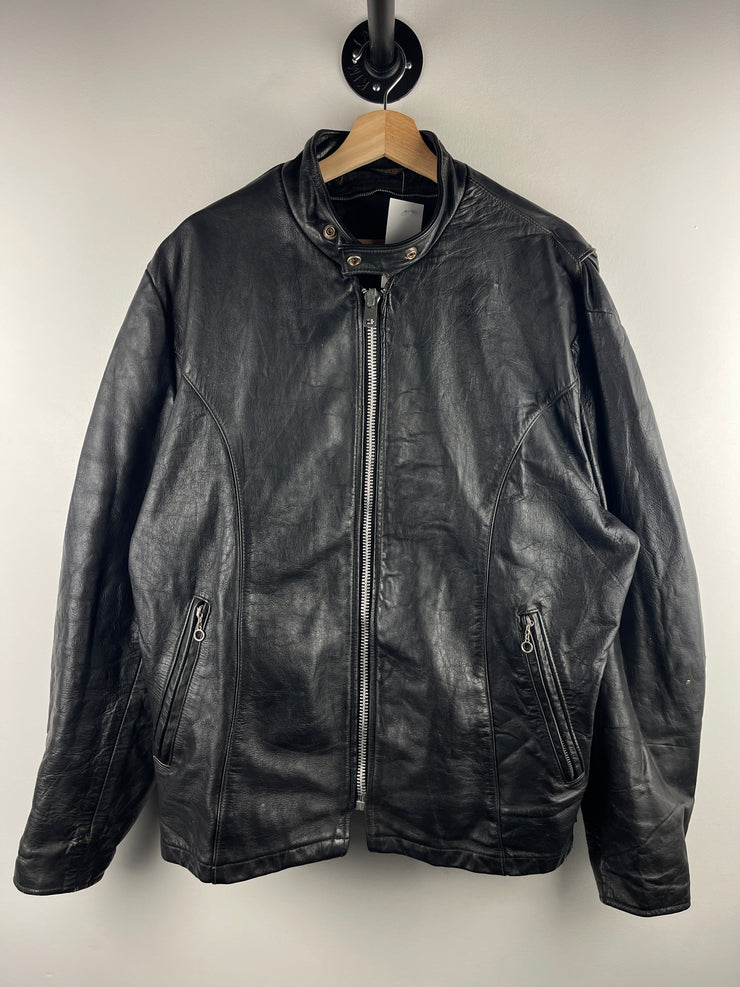 Vintage 80s Moto Café Racer Black Leather Jacket