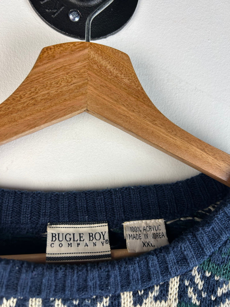 Vintage Y2K Bugle Boy Navy Knit Sweater