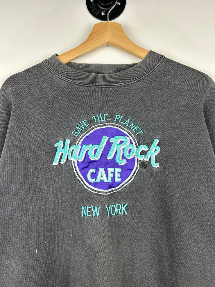 Vintage 90s Hard Rock Café New York Faded Black Crewneck
