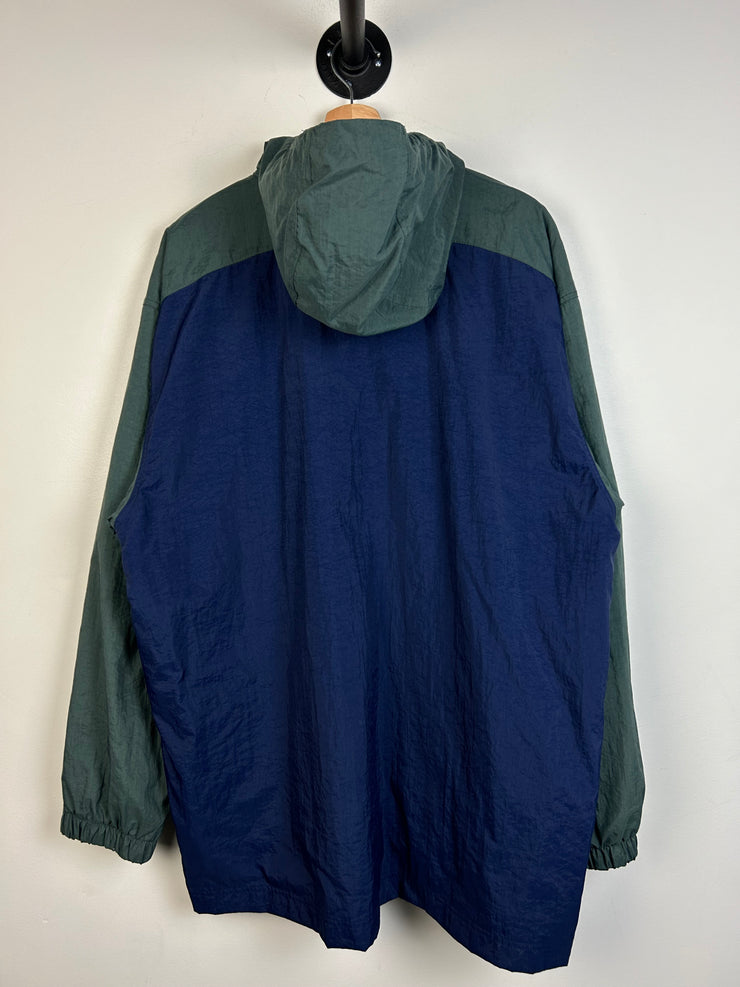 Vintage 90s Nike Swoosh Navy & Green Fleece Lined Hooded Jacket