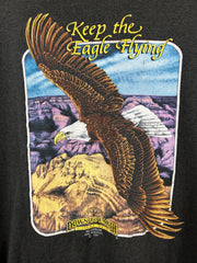 Vintage 90s 3D Emblem Keep The Eagle Flying Black Tee