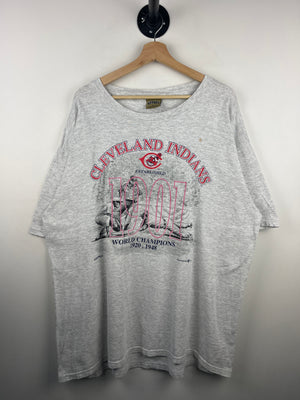 Vintage 90s MLB Nutmeg Cleveland Indians World Champions Grey Tee