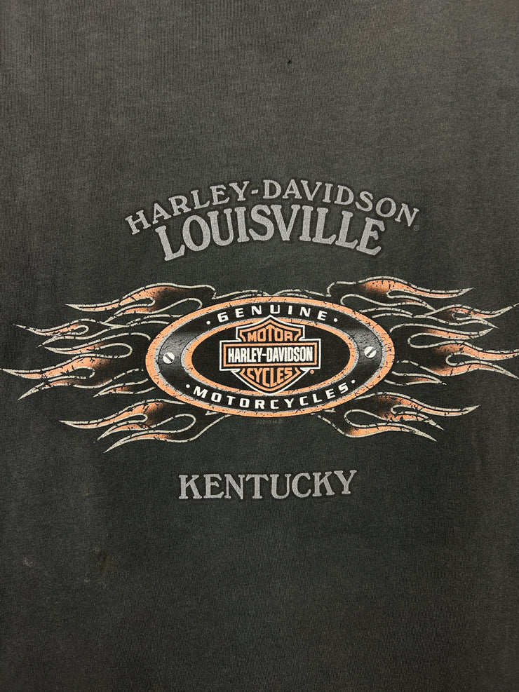 Vintage Harley Davidson Playing Cards Kentucky Black Cut Off Tank Top