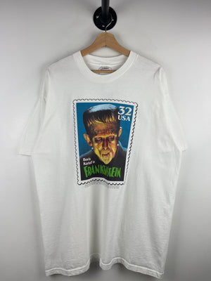 Vintage 90s Frankenstein Monster Stamps White Tee