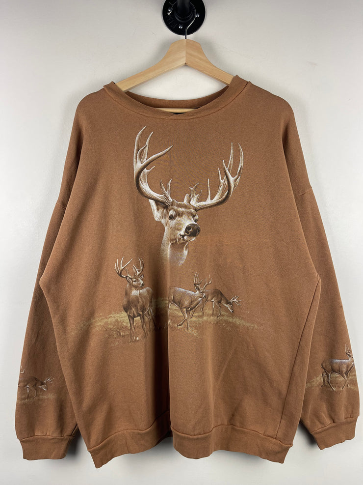 Vintage 90s Wilderness Deer Brown Crewneck