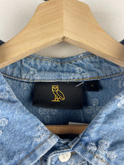OVO Monogram Blue Denim Button Up Long Sleeve Shirt