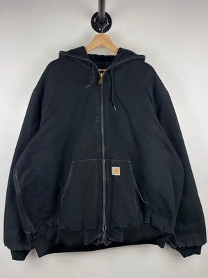 Vintage Carhartt Active Black Hooded Work Jacket J140 BLK