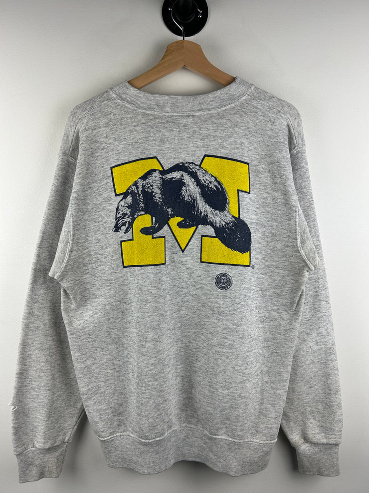 Vintage 80s University Of Michigan Wolverines Grey Crewneck