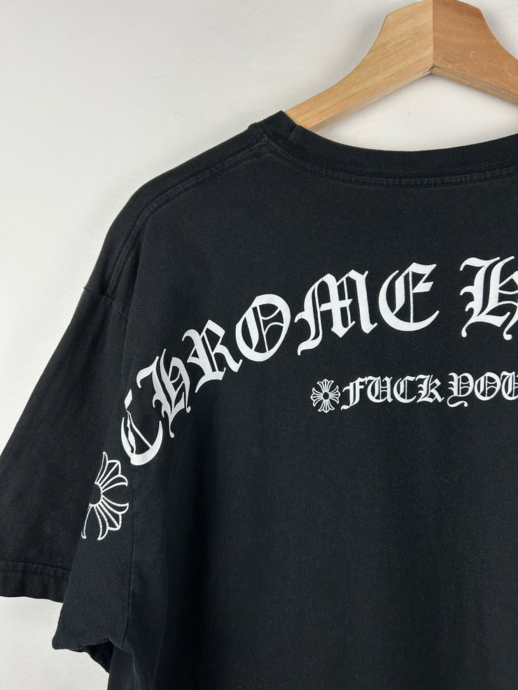 Chrome Hearts Shoulder Logo Spellout F*ck You Black Tee