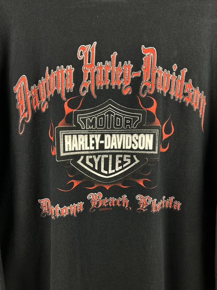 Vintage 2005 Harley Davidson Ace Of Spades Flames Florida Black Long Sleeve