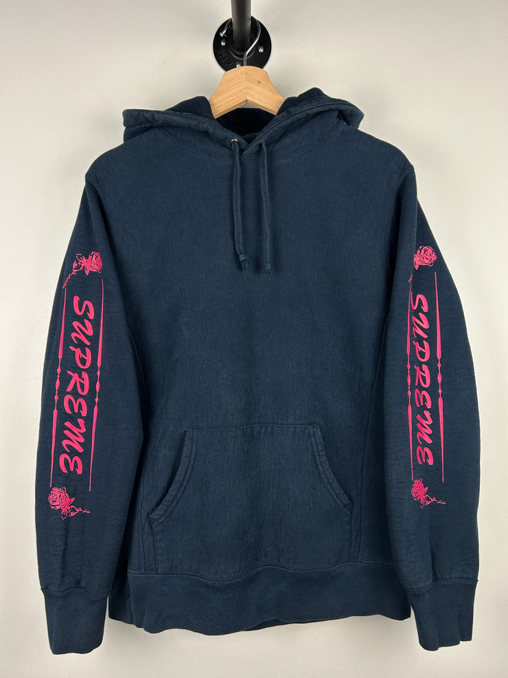 Supreme FW16 Rose Sleeve Navy Hoodie