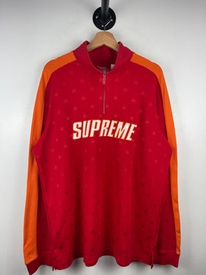 Supreme FW18 Star Red Quarter Zip Track Jacket