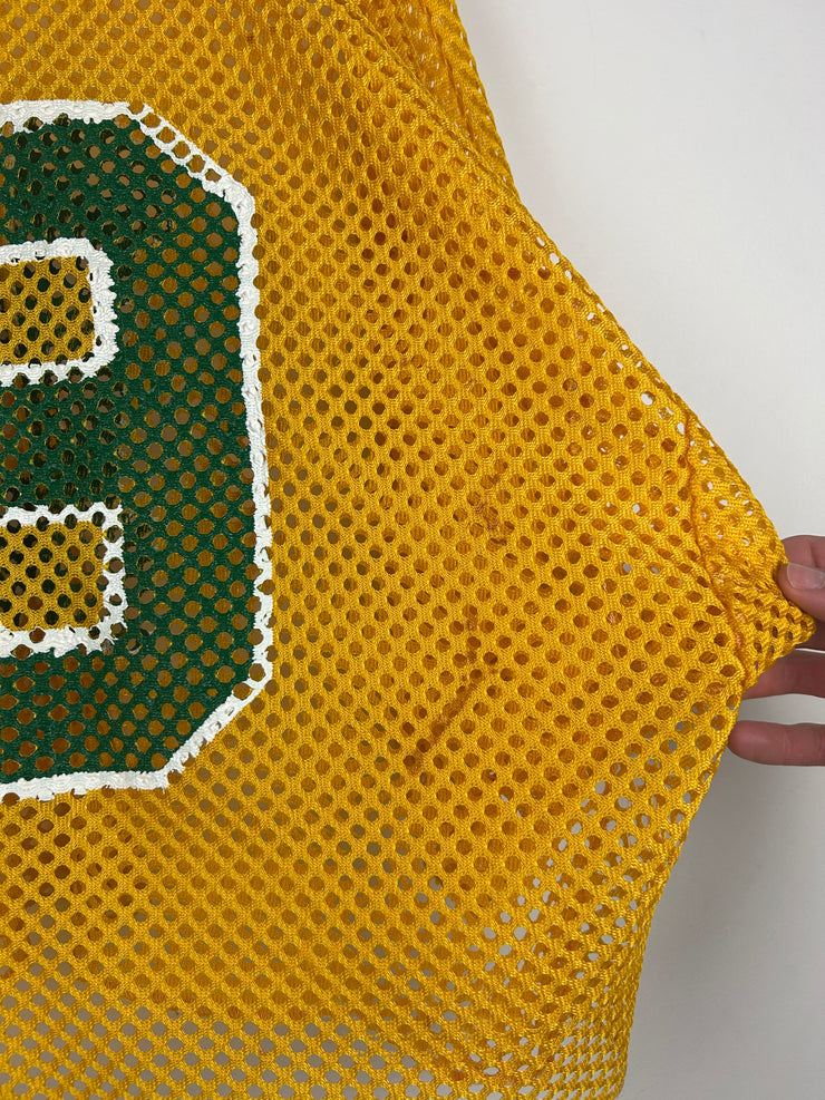 Vintage 80s Champion Yellow & Green Cropped Mesh Football Jersey