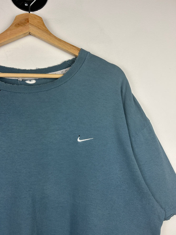 Vintage Nike Mini Swoosh Distressed Blue Tee