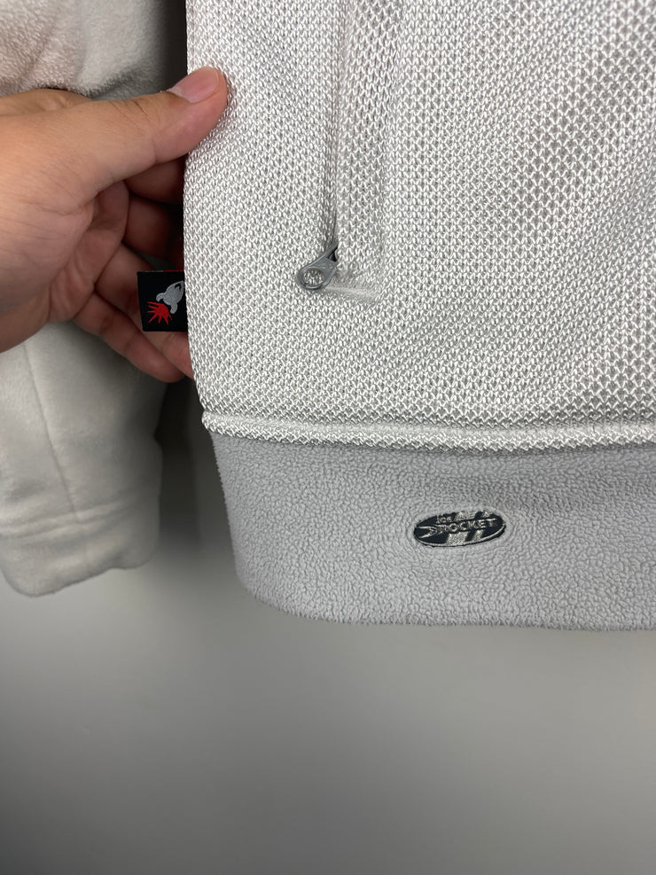 Vintage Honda White & Grey Zip Up Hooded Fleece Sweater