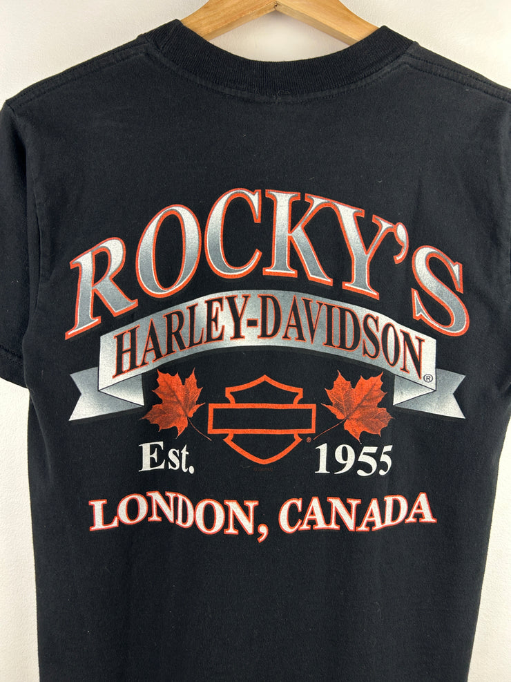 Vintage Harley Davidson Flames London Black Tee