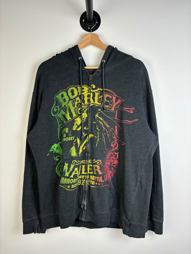 Vintage Zion Bob Marley Dark Grey Zip Up Hoodie