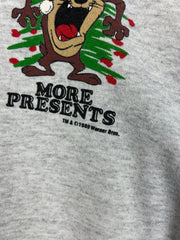 Vintage 1992 Taz Christmas More Presents Grey Crewneck