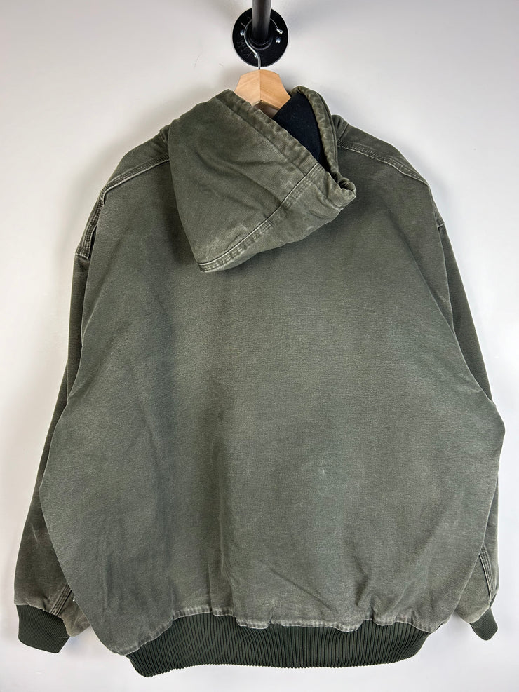 Vintage Y2K Carhartt Moss Green Active Hooded Jacket J130 MOS