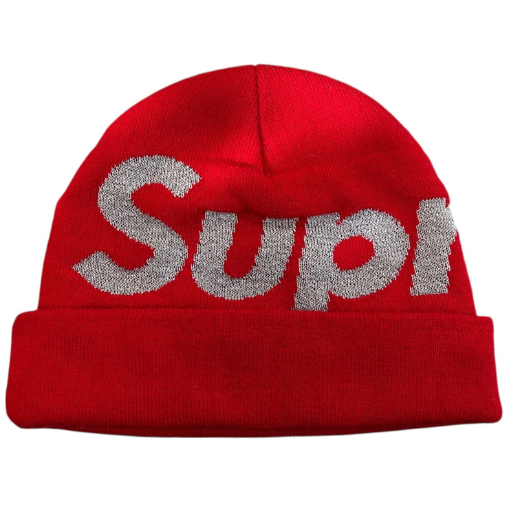 Supreme FW18 Big Logo Reflective Red Beanie
