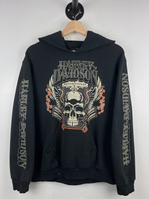 Vintage Harley Davidson Skull Fort Wayne Indiana Black Hoodie