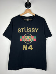 Stussy N4 Red & Green Stripe Black Tee