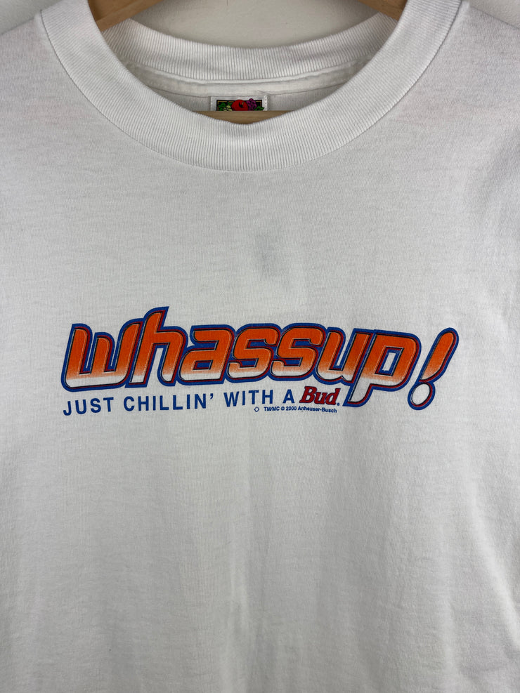 Vintage 2000 Budweiser Beer Whassup! White Tee