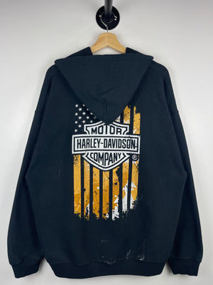 Vintage Harley Davidson American Flag Black Hoodie