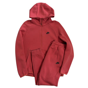 Nike Tech Fleece Red Zip Up Hoodie & Sweatpants Set