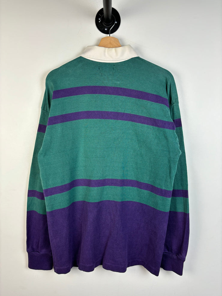 Vintage 90s L.L. Bean Green & Purple Polo Rugby Long Sleeve