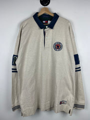 Vintage 90s Tommy Hilfiger Authentic Gear Grey & Green Polo Rugby Long Sleeve