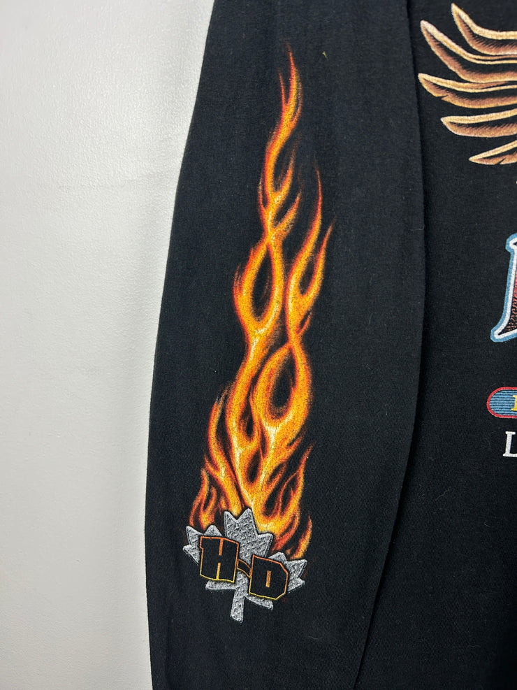 Vintage Harley Davidson Flames London Ontario Black Long Sleeve
