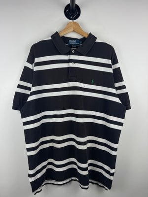 Vintage 90s Polo Ralph Lauren Striped Black & White Polo Shirt