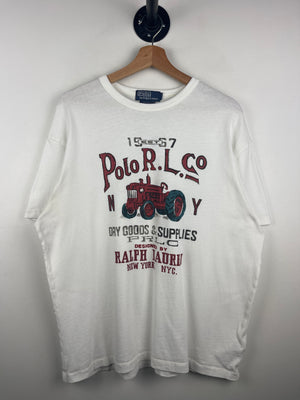 Vintage Polo Ralph Lauren RL CO Tractor White Tee