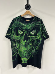 Vintage Liquid Blue Skull Terminator Black Tee