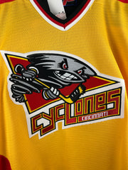 Vintage 90s ECHL SP Cincinnati Cyclones Kalisewicz Yellow Hockey Jersey