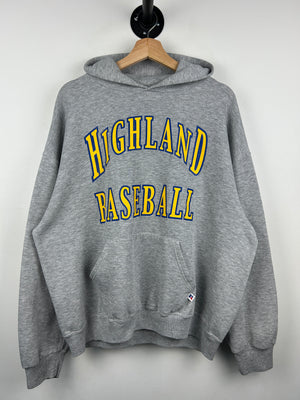 Vintage 90s Russell Athletic Highland Baseball Grey Hoodie