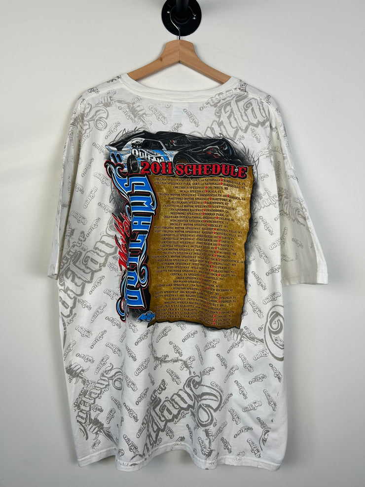 Vintage Y2K Outlaws Racing All Over Print White Tee