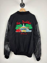 Vintage Big Daddys Drive In Black Wool & Leather Varsity Jacket